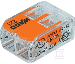 Szybkozłączka uniwersalna 2x0,2-4mm² transparentna 221-412
