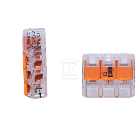 Szybkozłączka uniwersalna 3x0,2-4mm² transparentna 221-413